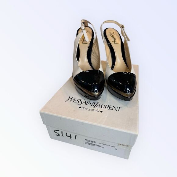 Yves Saint Laurent Leather Slingback Heels 38 - Picture 1 of 10